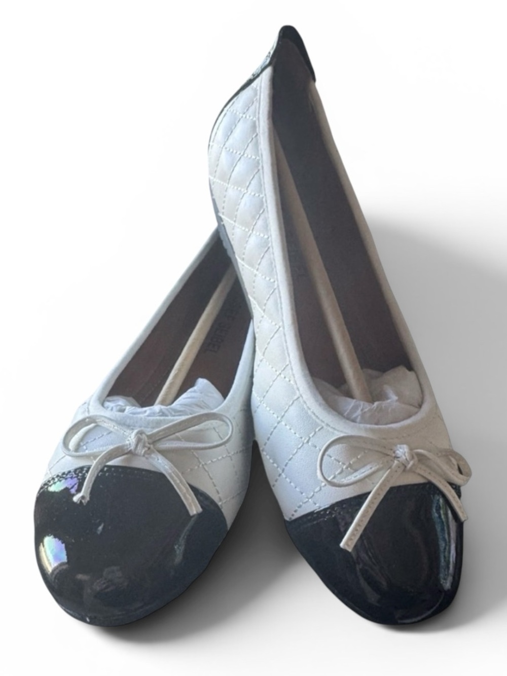 Josef Seibel Pippa 76 Ballet Flats EU 37 US 6.5-7 White Black Quilted Leather